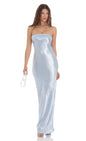 Lucy in the Sky Strapless Satin Open Back Maxi Dress