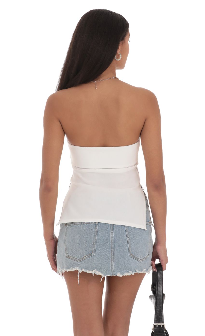Lucy in the Sky Zipper Slit Top in White