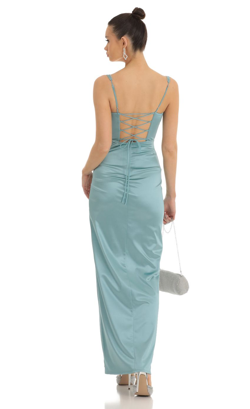 Lucy in the Sky Satin Rhinestone Maxi Dress 1