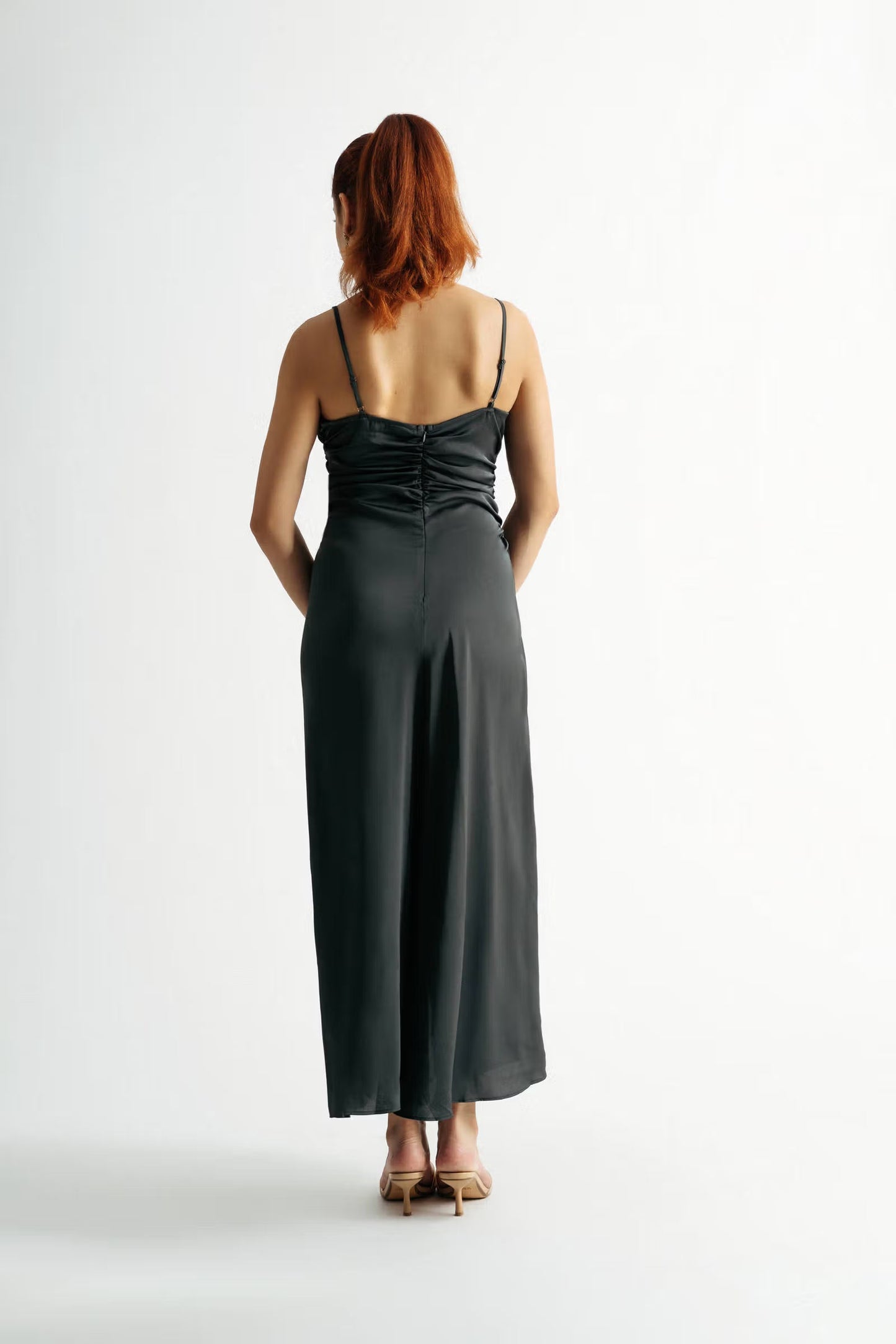 Tobi Kylie Ruched Slit Midi Dress