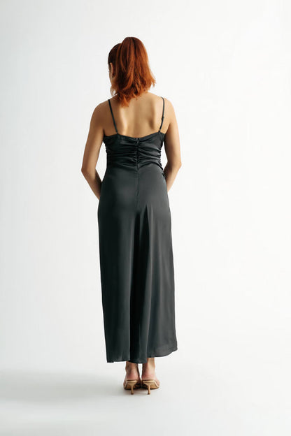 Tobi Kylie Ruched Slit Midi Dress