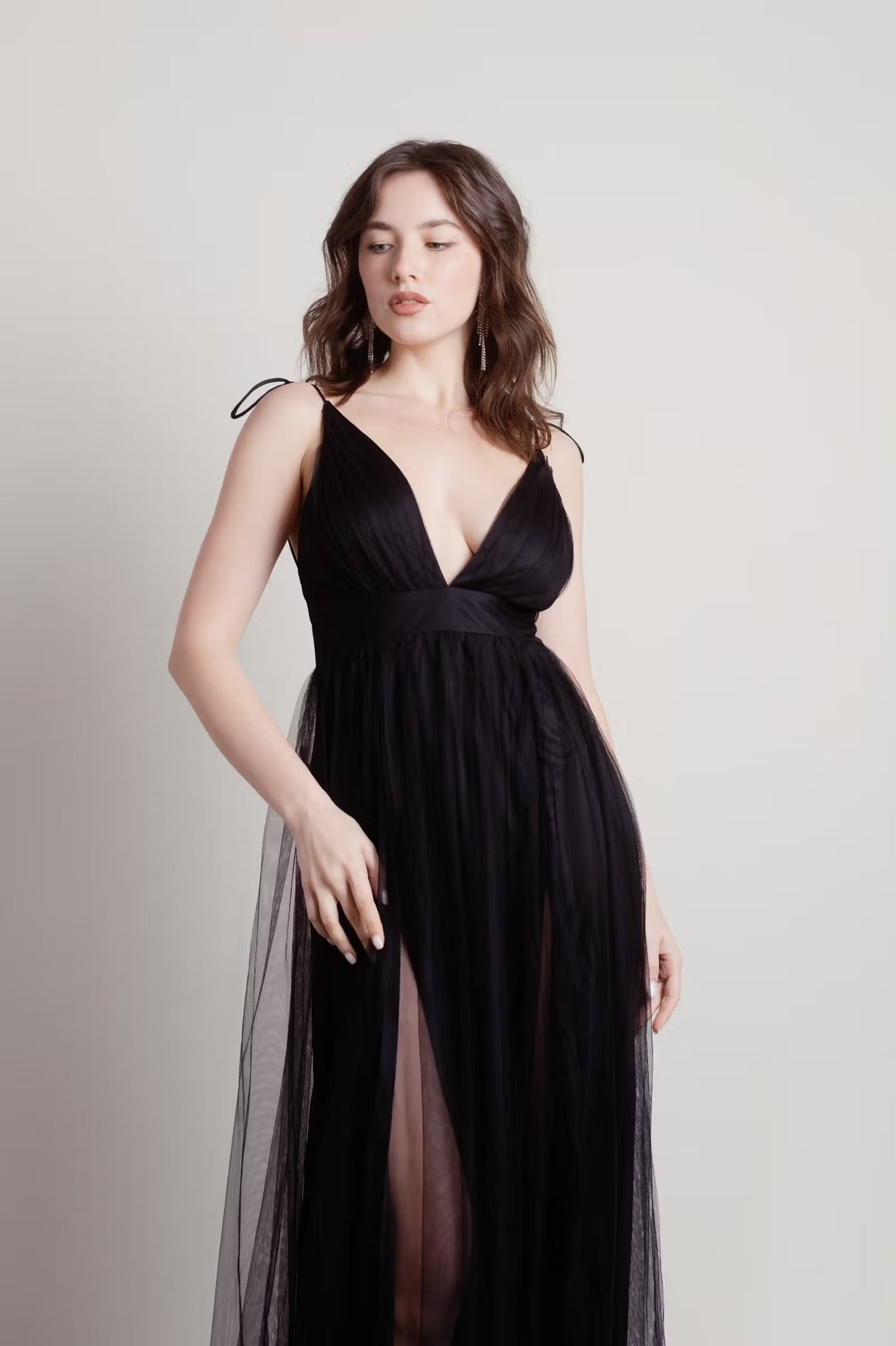 Tobi Slay The Night Deep V Double High Slit Maxi Dress