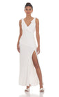 Lucy in the Sky Satin V-Neck Open Back Maxi Dress
