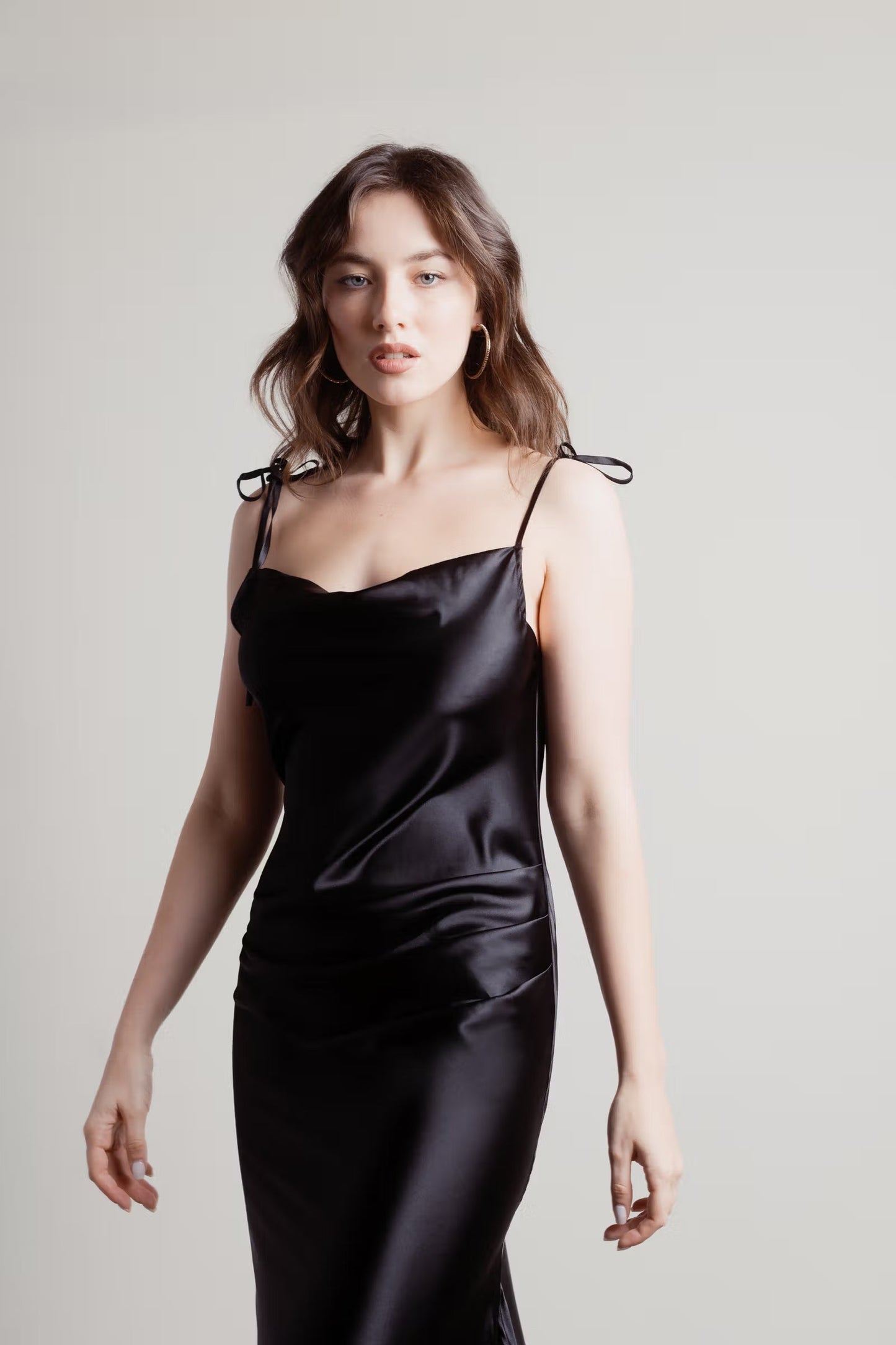 Tobi Charm Me Satin Cowl Neck Midi Dress