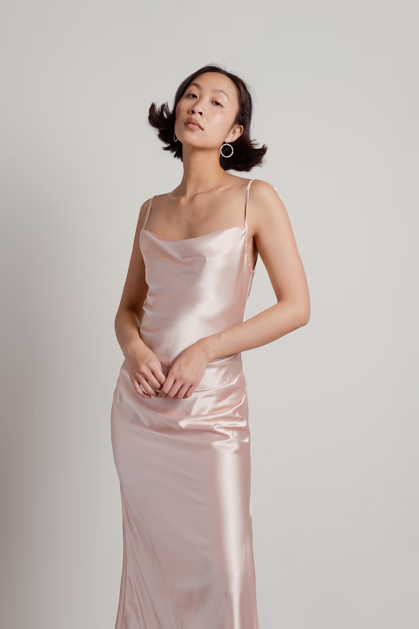 Tobi Charm Me Satin Cowl Neck Midi Dress
