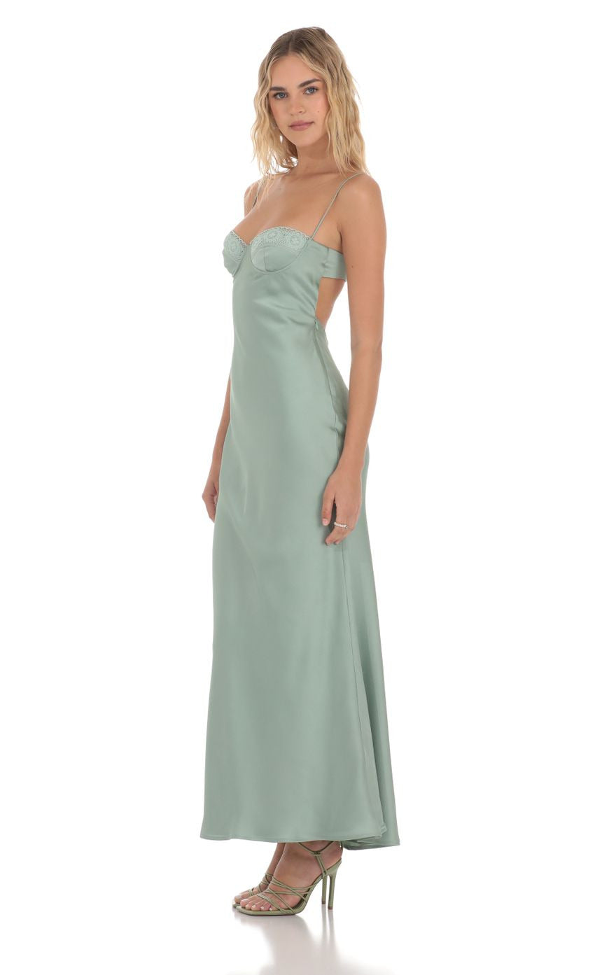 Lucy in the Sky Satin Sweetheart Neck Maxi Dress