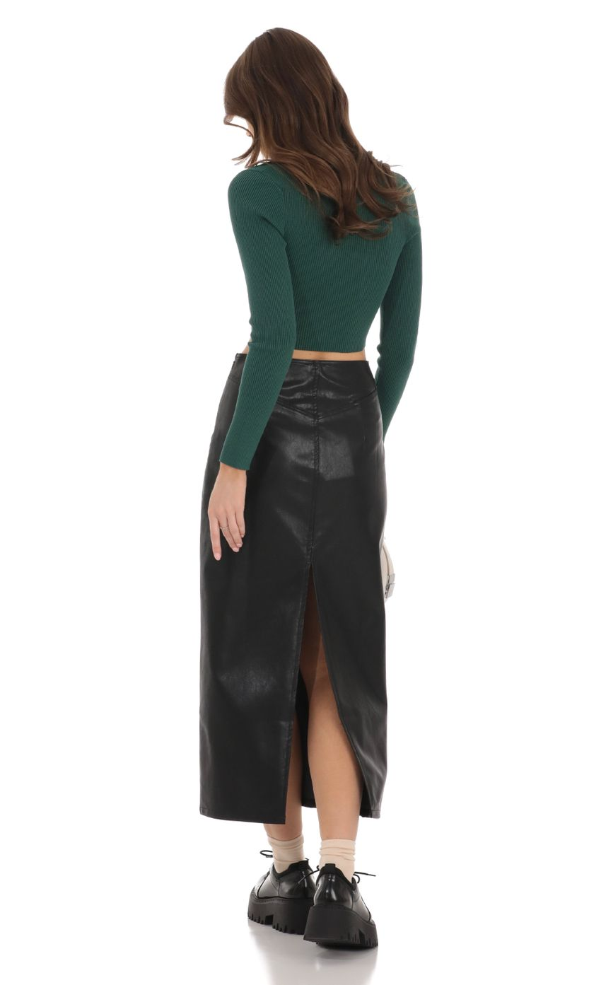 Lucy in the Sky Faux Leather Maxi Skirt in Black