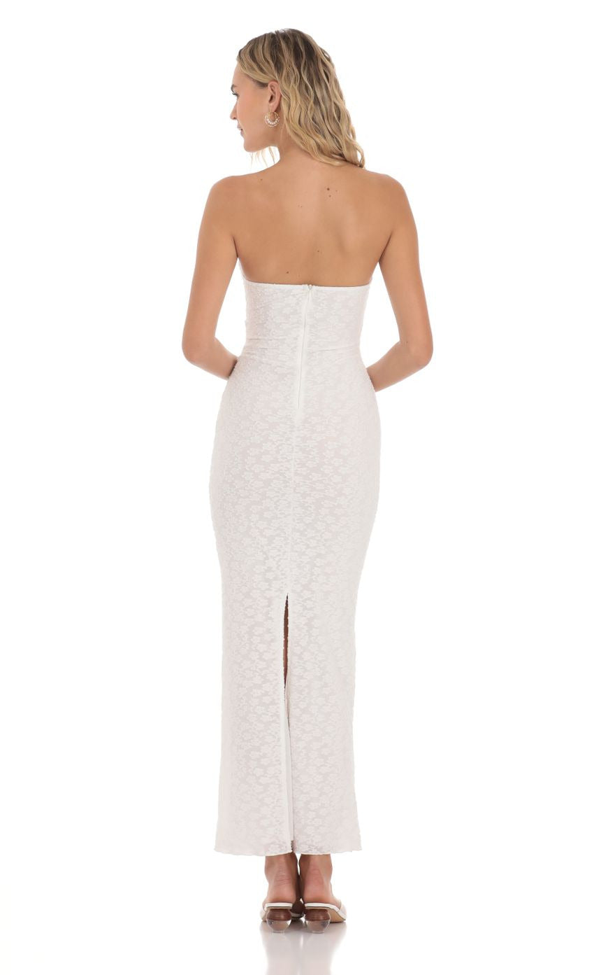 Lucy in the Sky Strapless Textured Floral Twist Maxi Dress