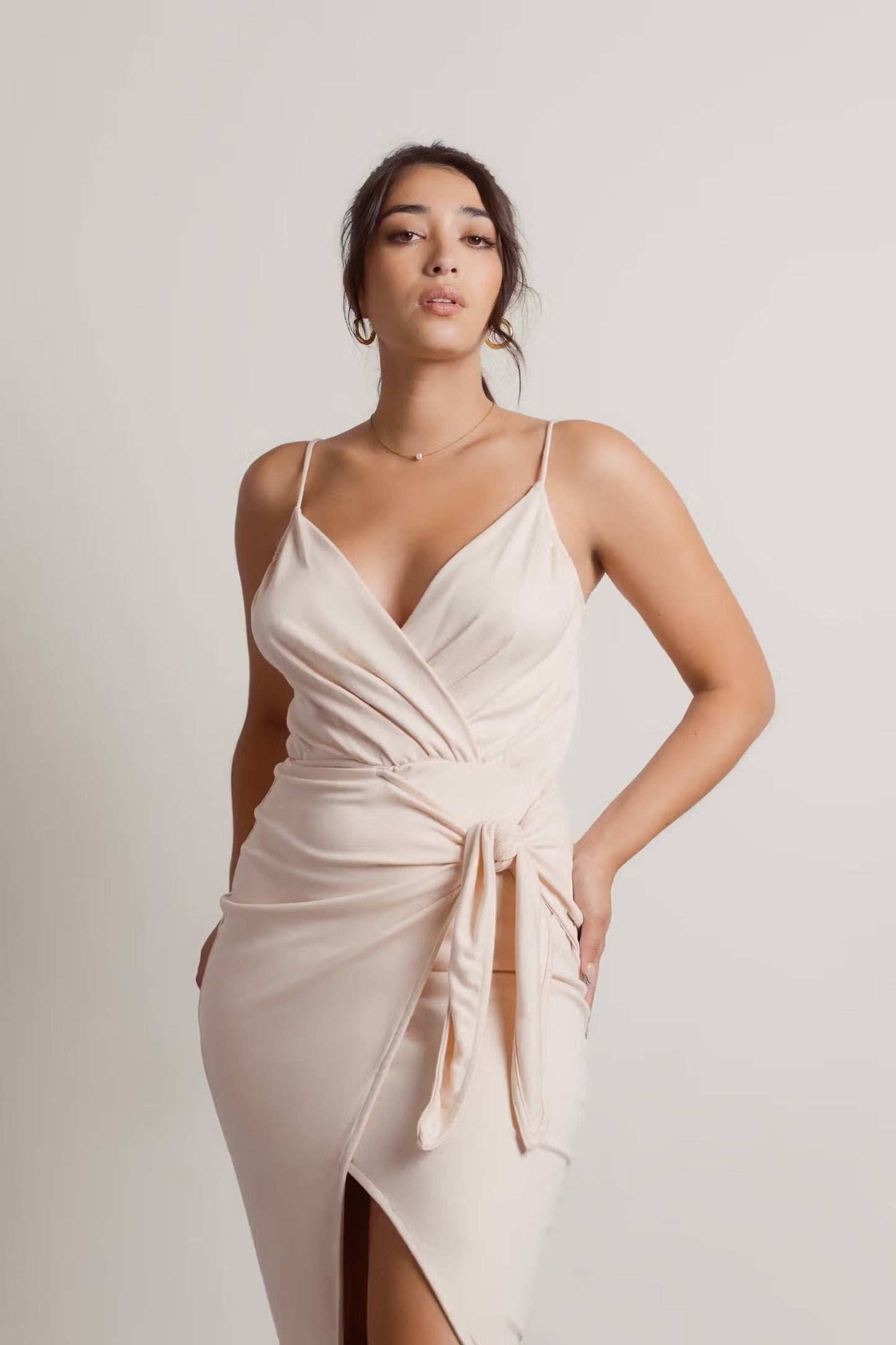 Tobi Common Sense Slit Wrap Midi Dress