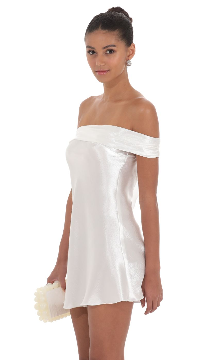Lucy in the Sky Satin Off Shoulder Dress