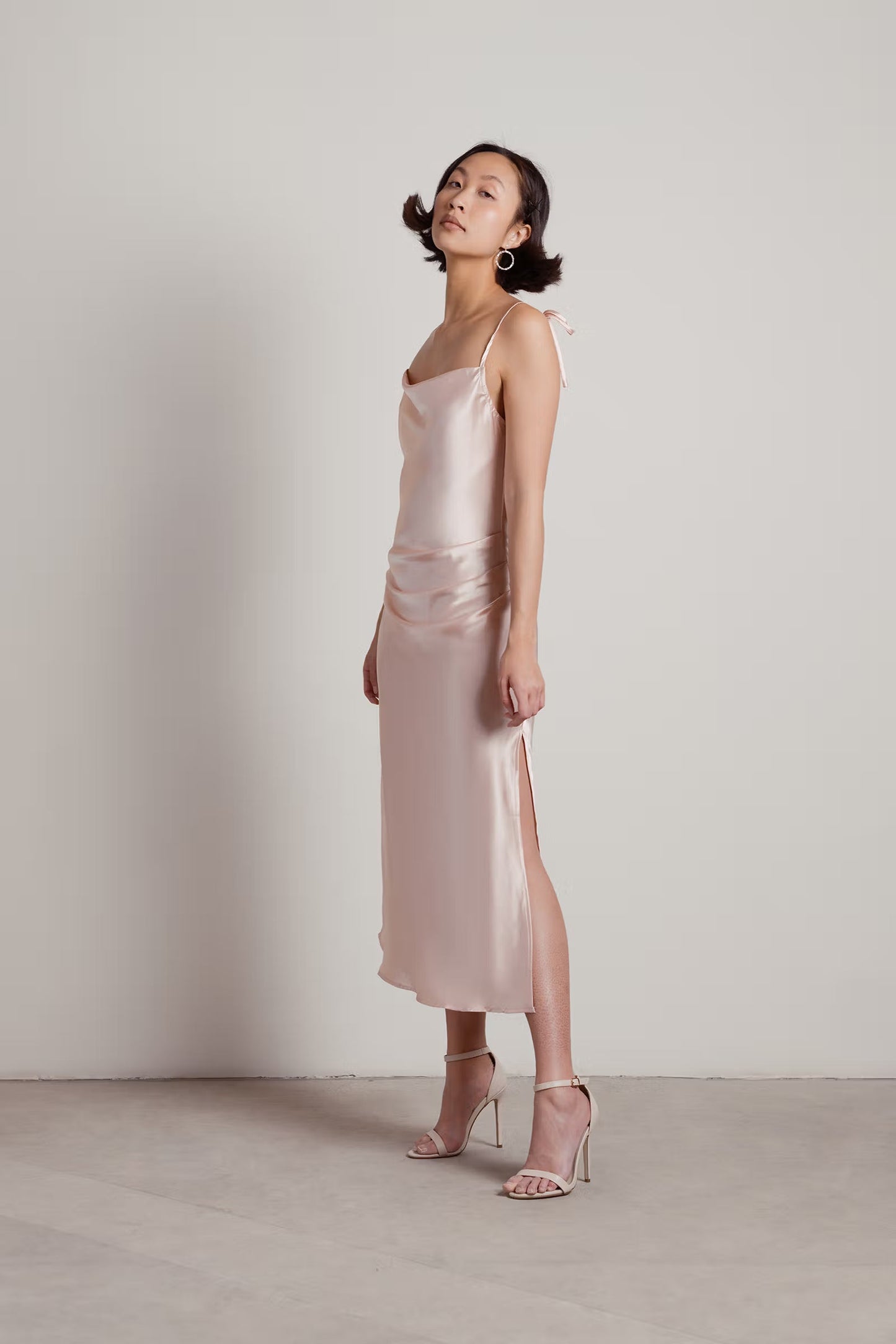 Tobi Charm Me Satin Cowl Neck Midi Dress