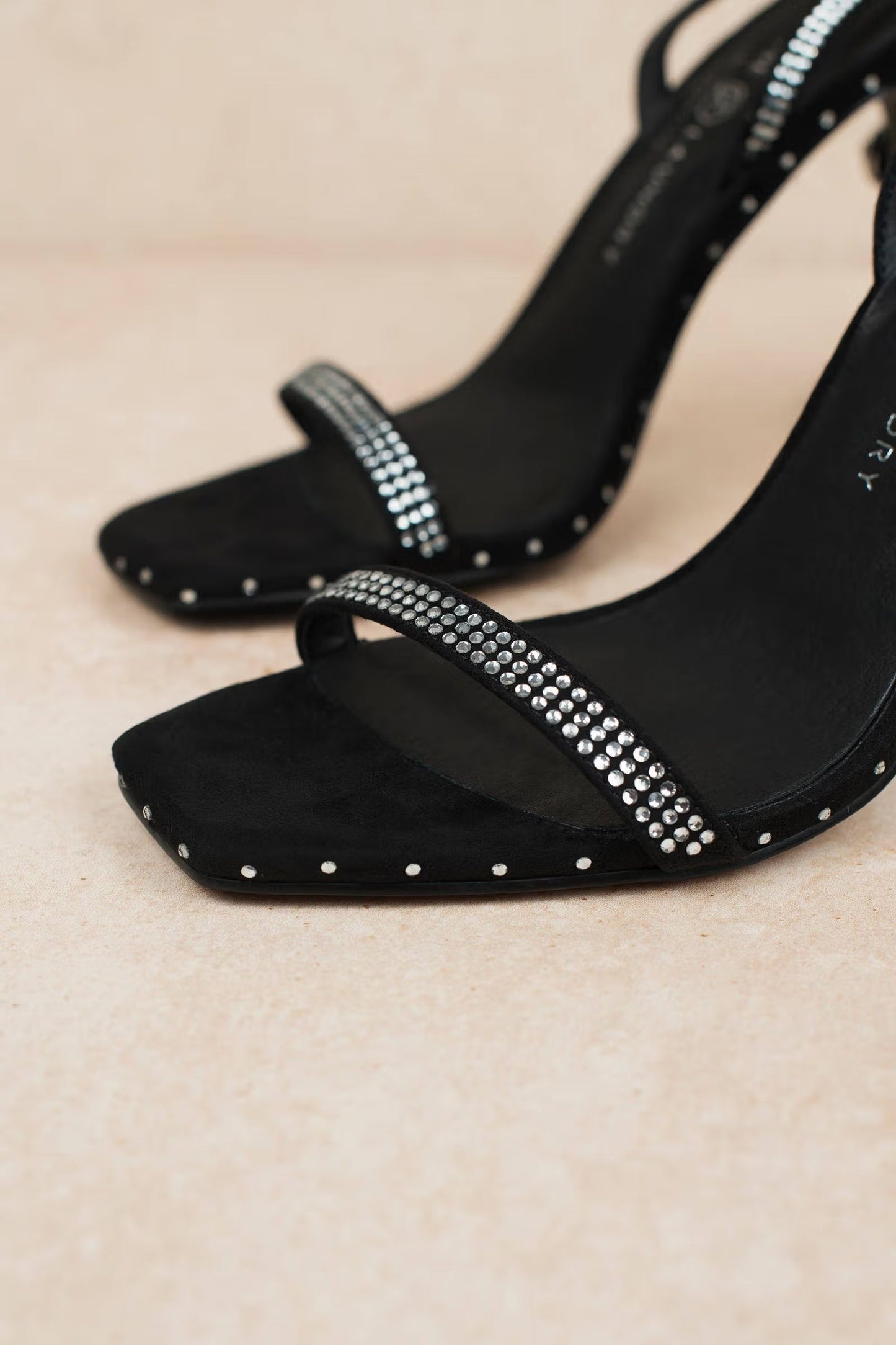 Tobi Chinese Laundry Jam Rhinestone Strap High Heels - Black