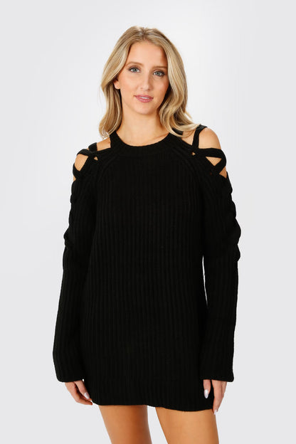 Tobi Miracle Lace Up Sweater Mini Dress x2