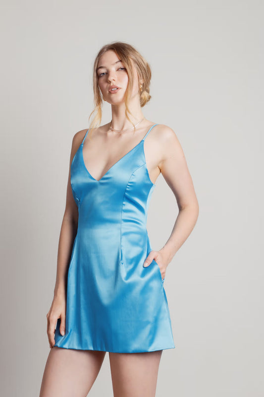 Tobi Serena Satin A-line Mini Dress x2