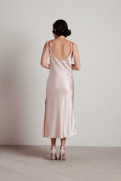 Tobi Charm Me Satin Cowl Neck Midi Dress