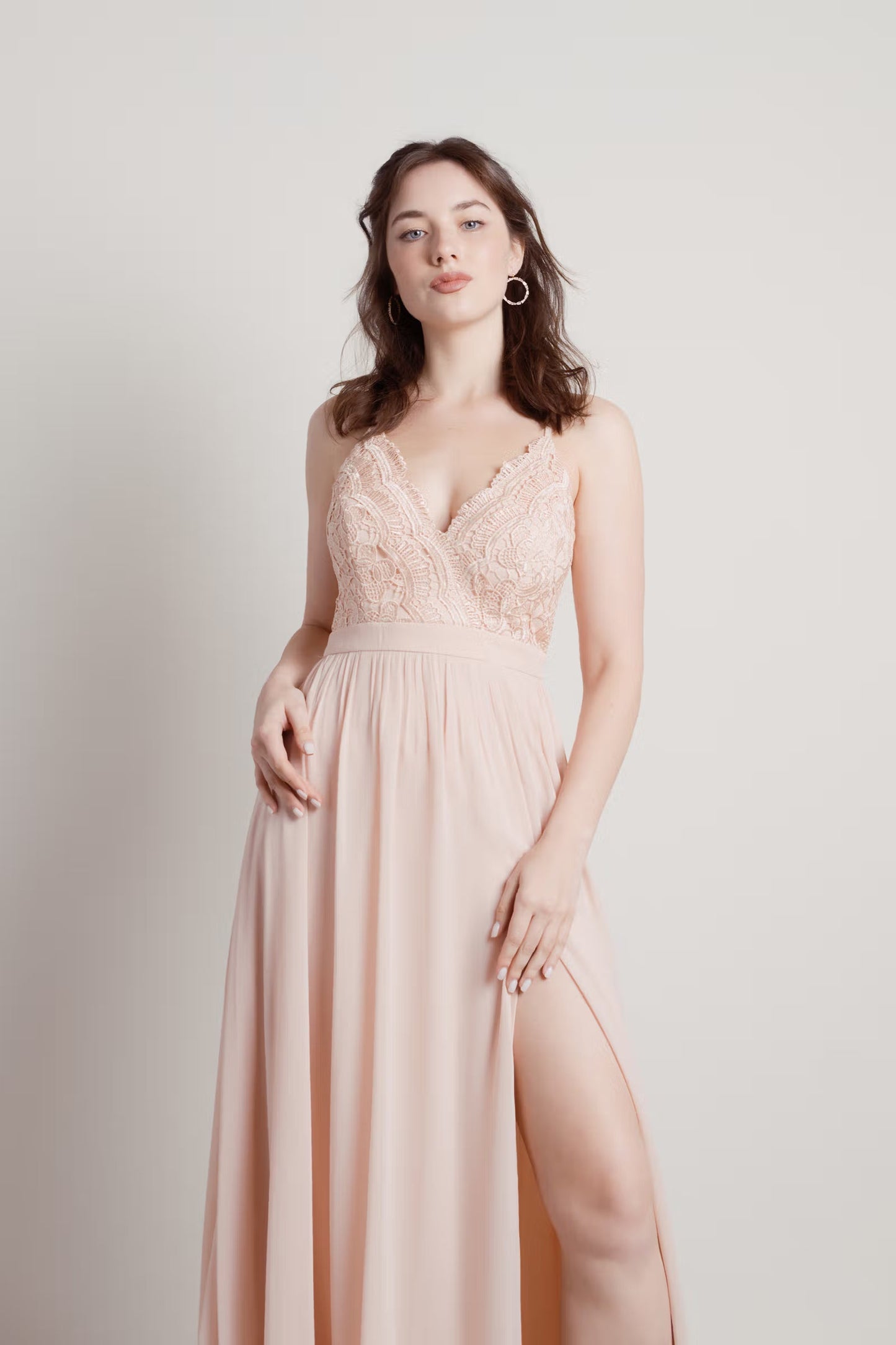 Tobi Forget Me Not Lace High Slit Maxi Dress