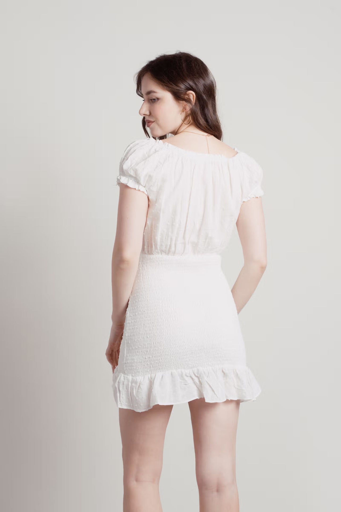Tobi Hours Later Ruffle Smocked Mini Dress