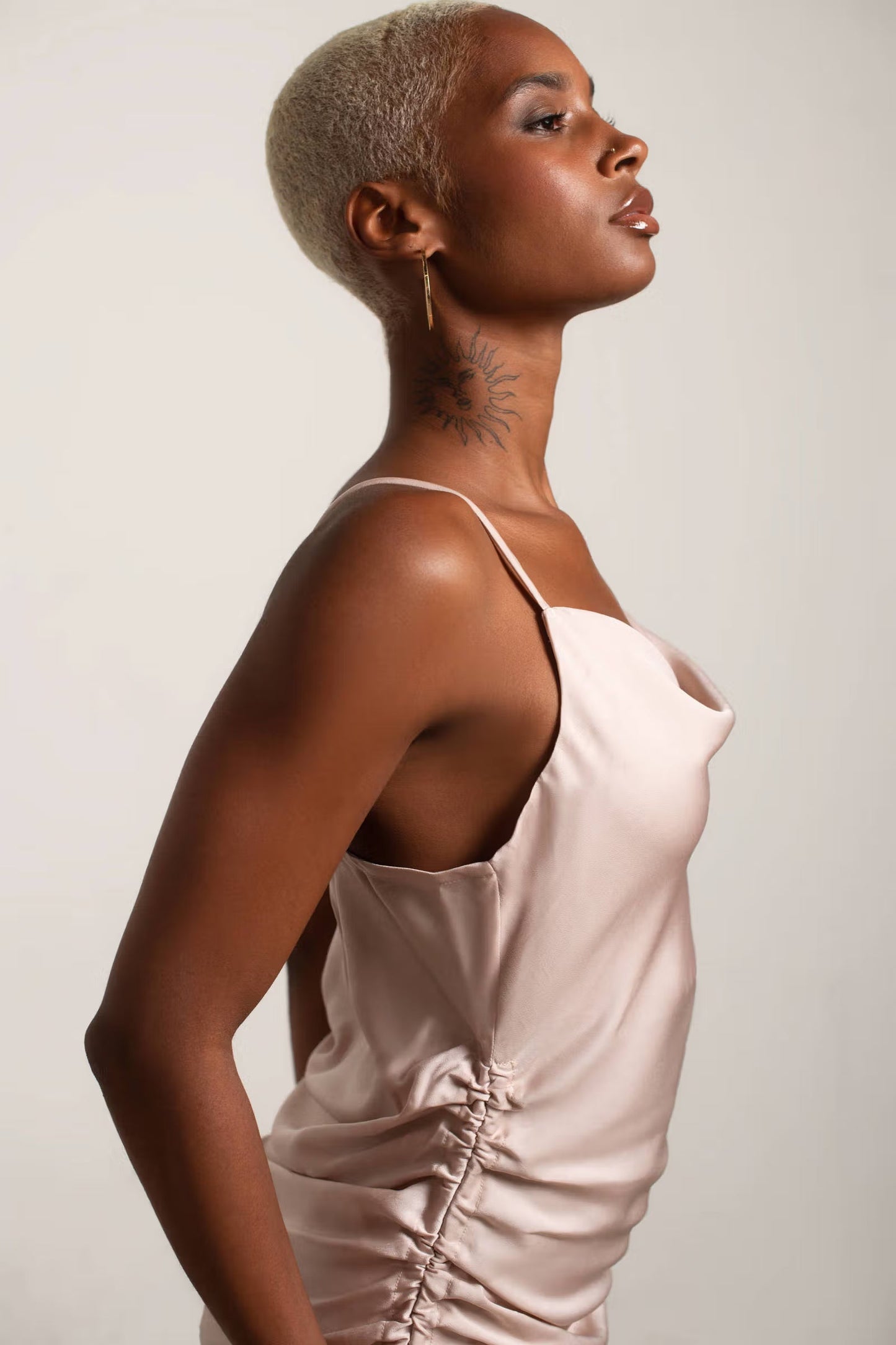 Tobi All In Time Satin Cowl Neck Mini Dress x2