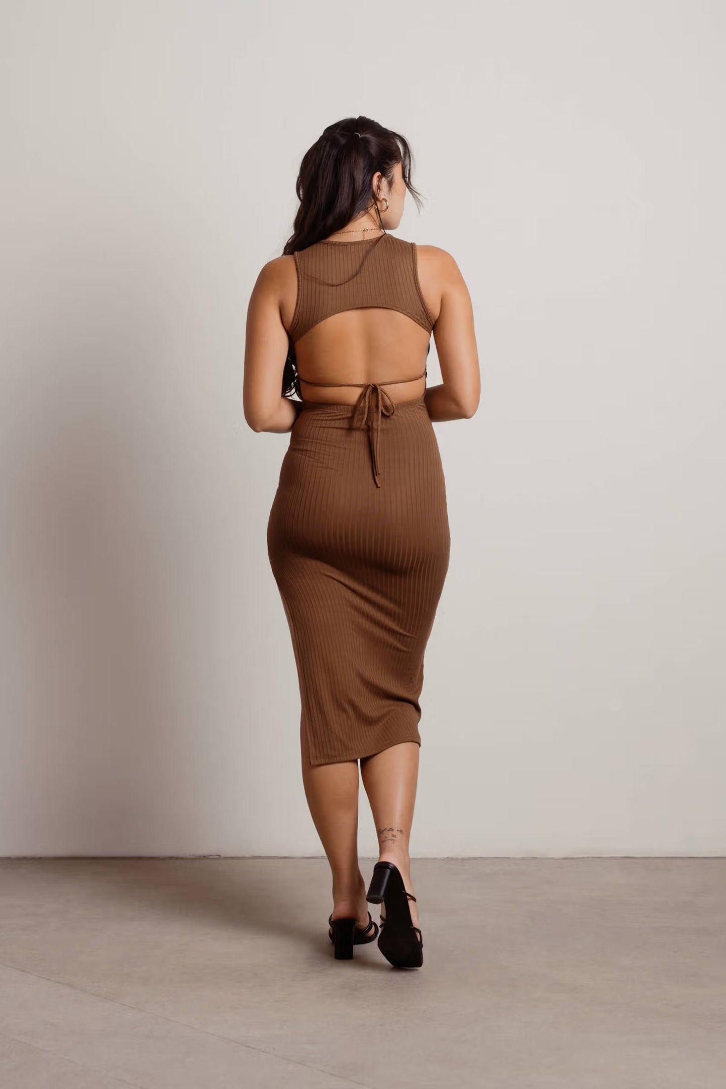 Tobi Katara Ribbed Open Back Midi Dress x2