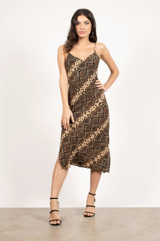 Tobi In The Shadows Snake Print Cami Midi Dress