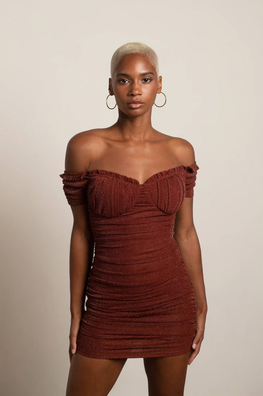 Tobi Stay Around Metallic Bustier Mini Dress x2
