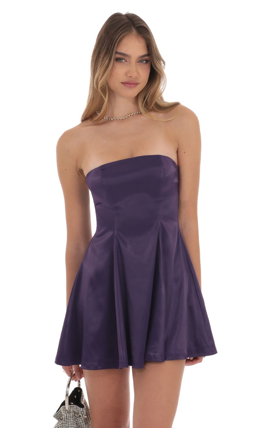 Lucy in the Sky Strapless Satin Fit and Flare Dress