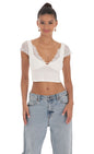 Lucy in the Sky Lace Sleeve Top in White