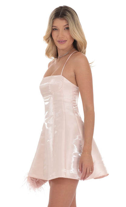 Lucy in the Sky Sheen Fit and Flare Dress in Pink