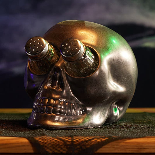 Cracker Barrel Skull Eyes Stoneware Salt and Pepper Set