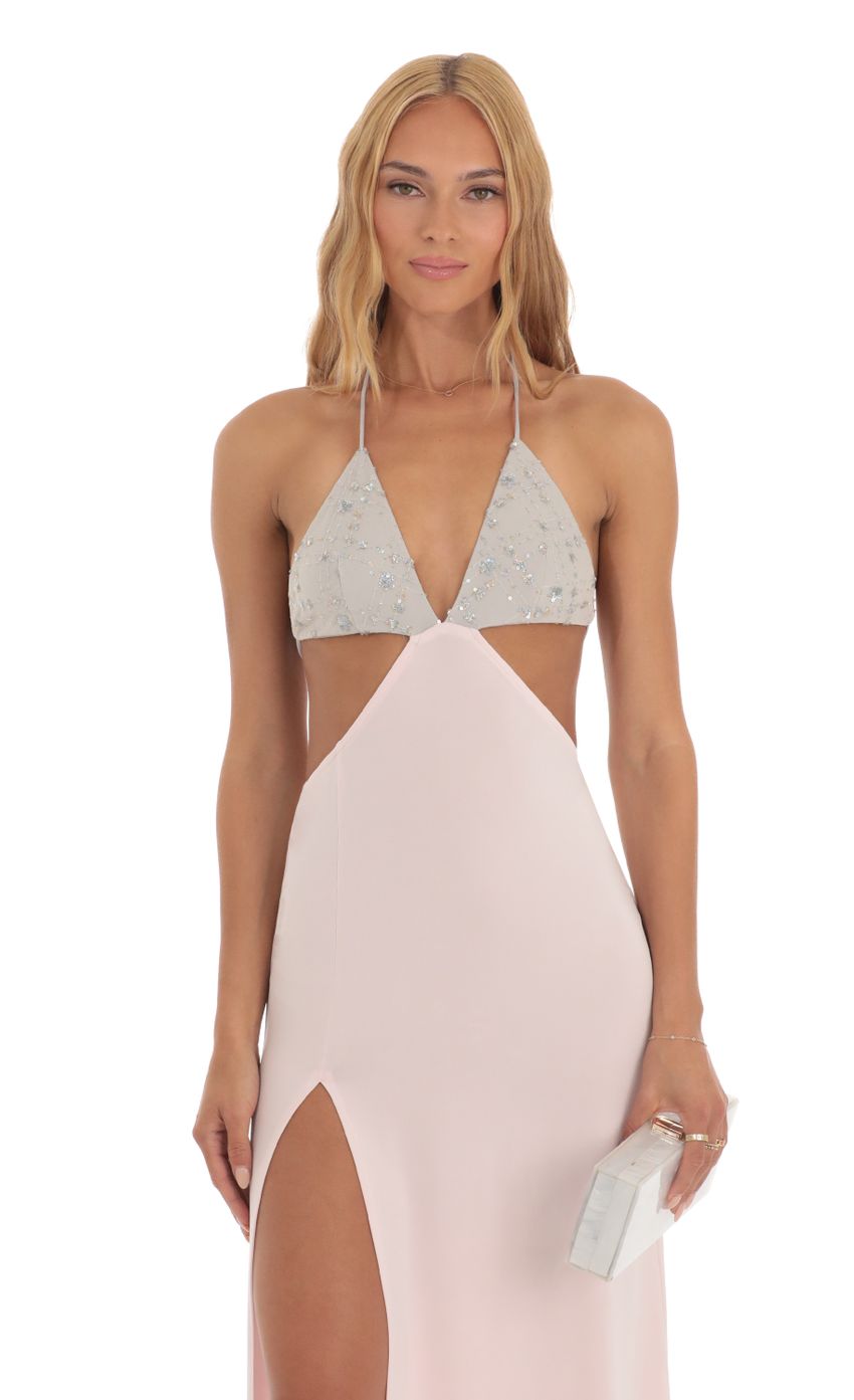 Lucy in the Sky Two Toned Sequin Bikini Cutout Dress in Pink