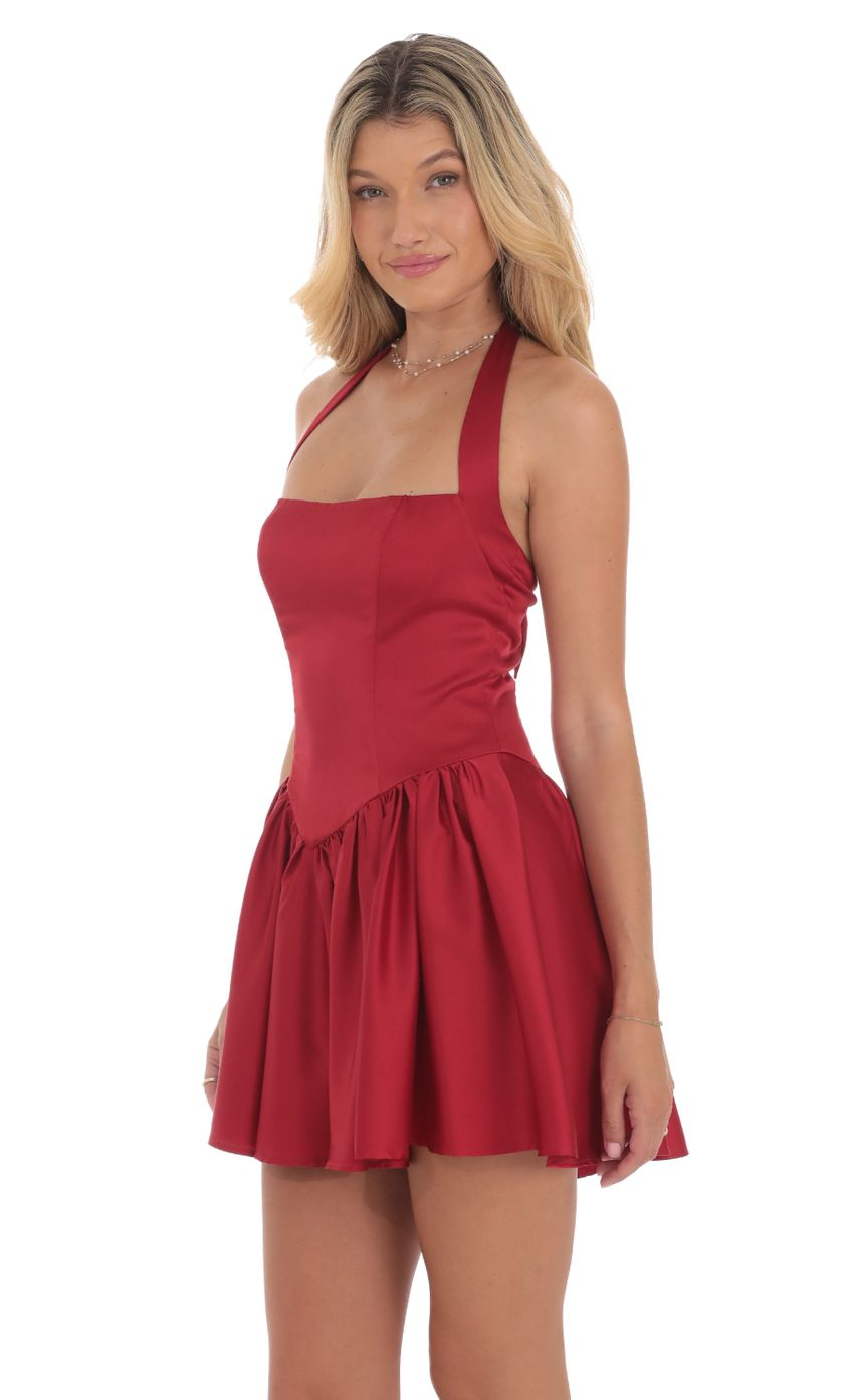 Lucy in the Sky Satin Halter A-line Dress