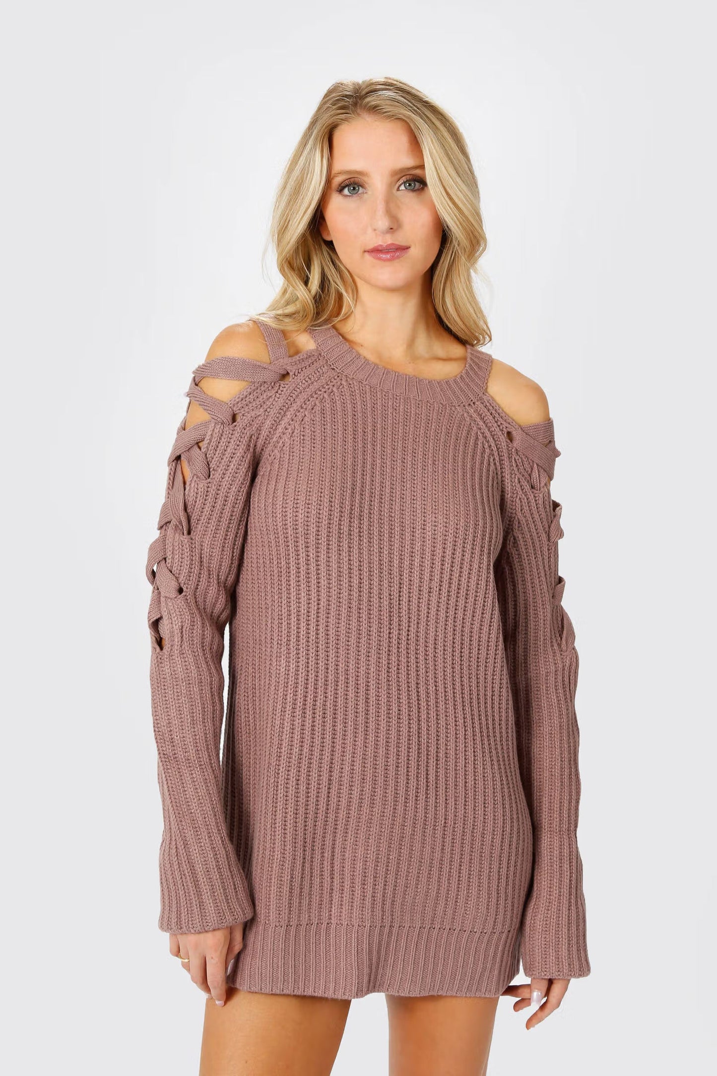 Tobi Miracle Lace Up Sweater Mini Dress x2
