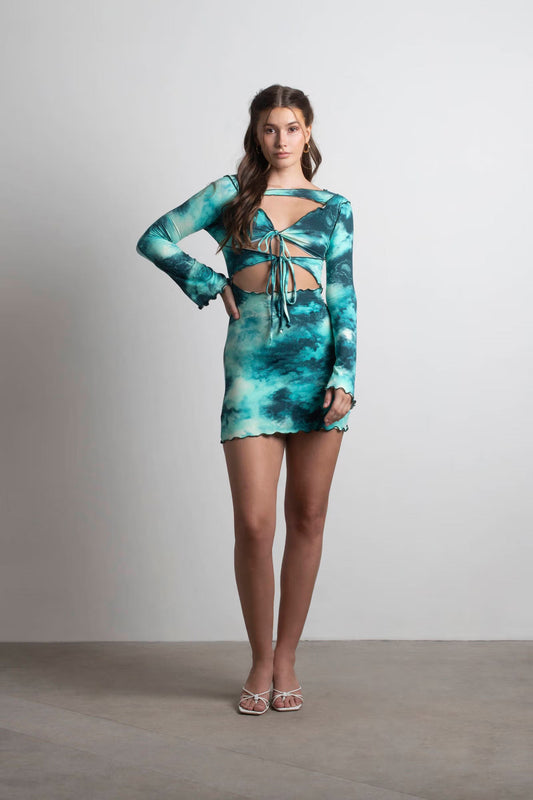 Tobi Underwater Tie Dye Cutout Mini Dress x2