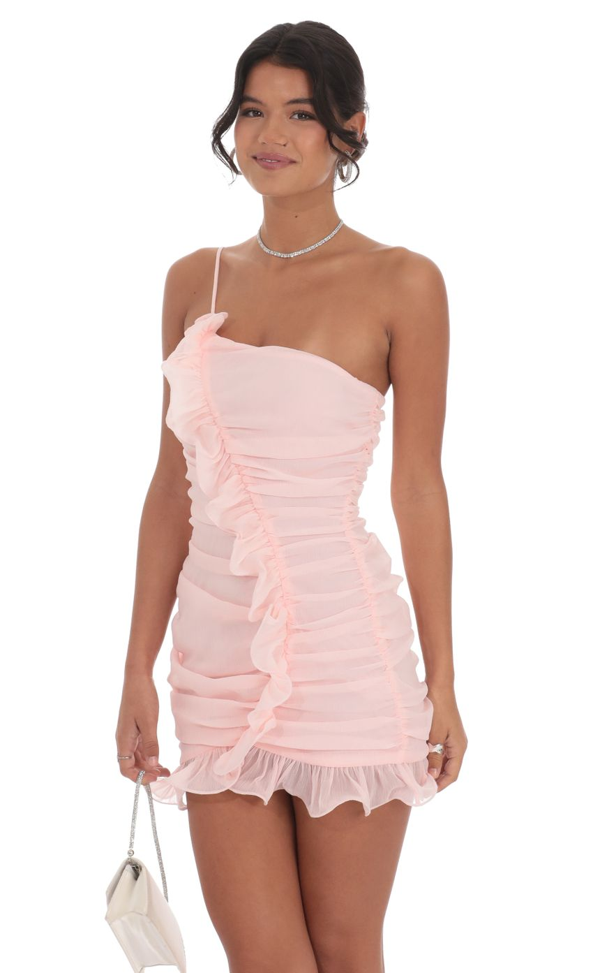 Lucy in the Sky Shimmer Chiffon One Shoulder Dress