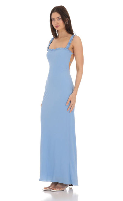 Lucy in the Sky Square Neck Ruffle Strap Maxi Dress