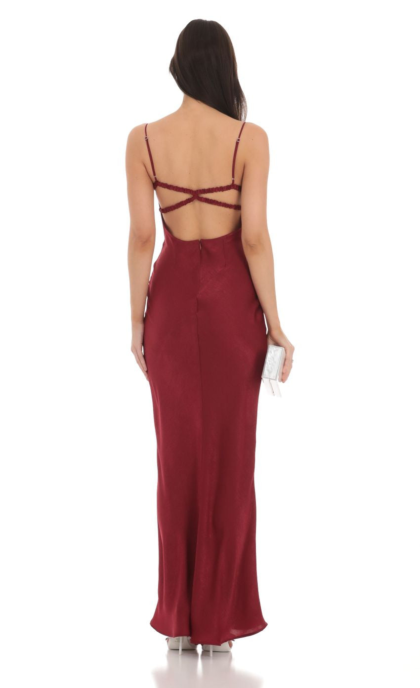 Lucy in the Sky Satin Open Back Maxi Dress 1