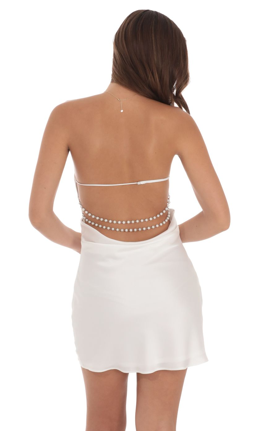 Lucy in the Sky Satin Pearl Open Back Dress