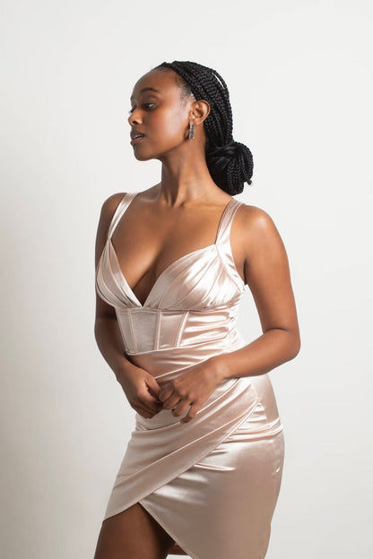 Tobi Last Forever Corset Asymmetrical Mini Dress