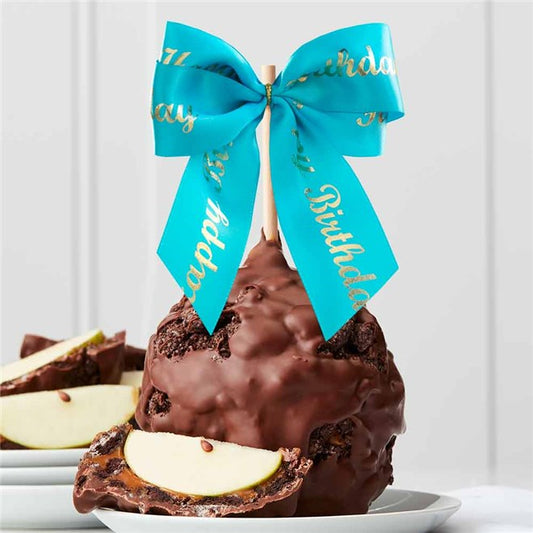 Mrs Prindables Cookies & Cream Happy Birthday Ribbon Jumbo Caramel Apple