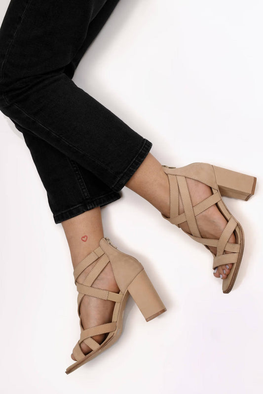 Tobi Chinese Laundry Shawnee Multi Strap High Heels - Cream