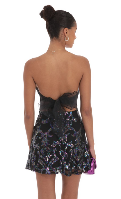 Lucy in the Sky Sequin Mesh Strapless Dress