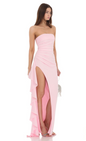 Lucy in the Sky Strapless Ruched Ruffle Maxi Dress