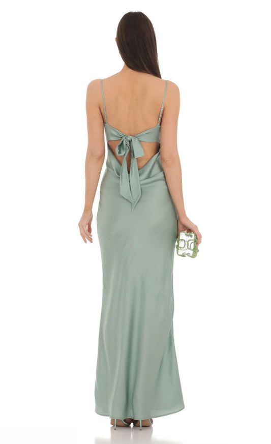 Lucy in the Sky Satin Open Back Maxi Dress