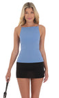Lucy in the Sky Straight Neck Top in Blue