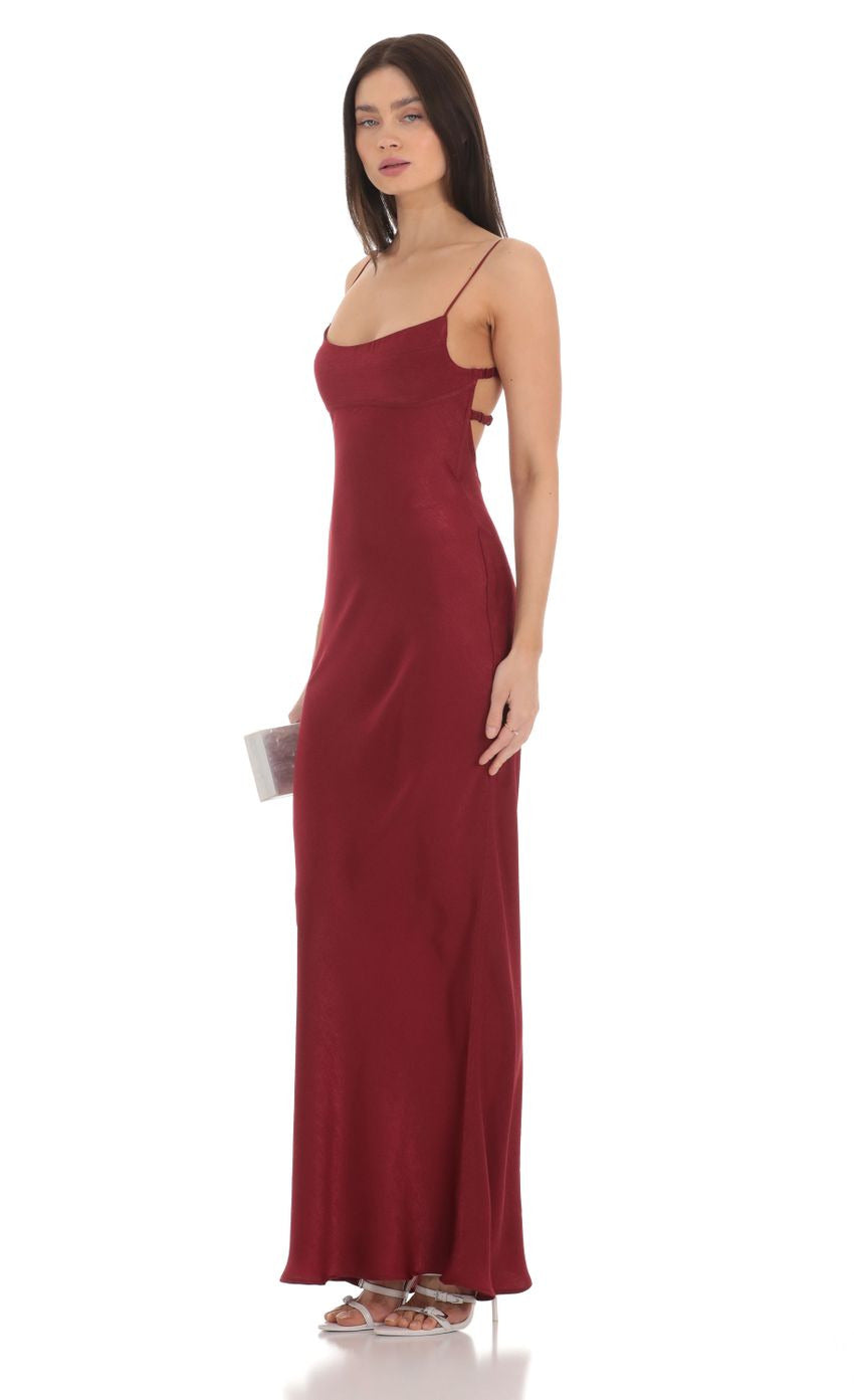 Lucy in the Sky Satin Open Back Maxi Dress 1