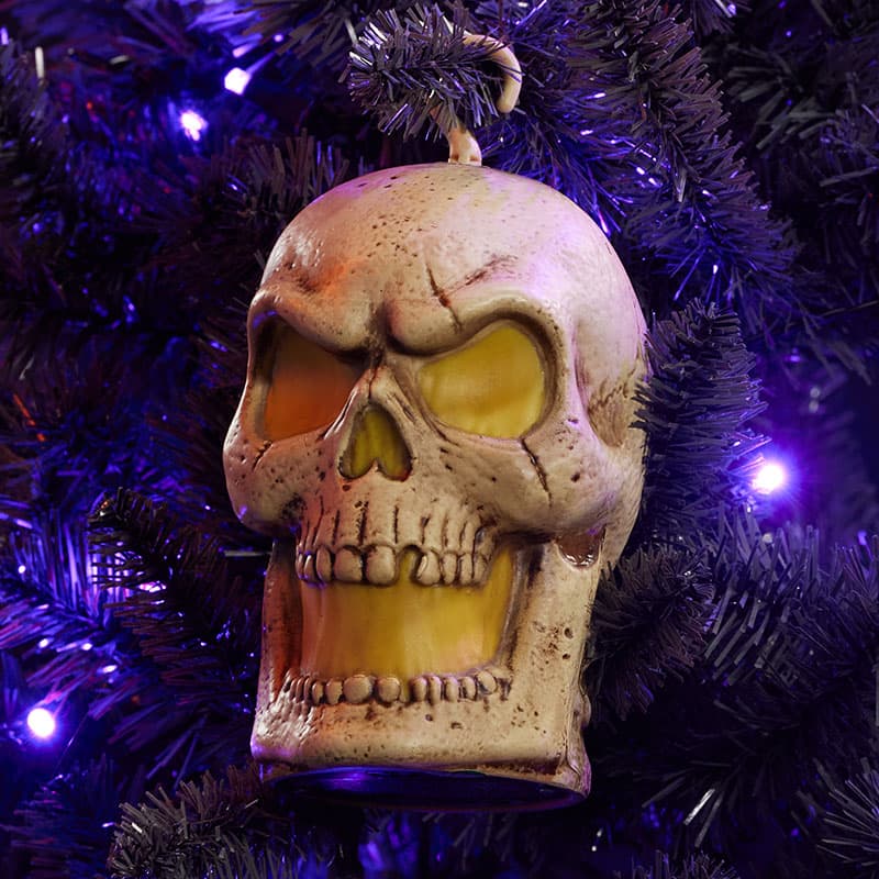 Cracker Barrel Blow Mold Flaming Skull Ornament
