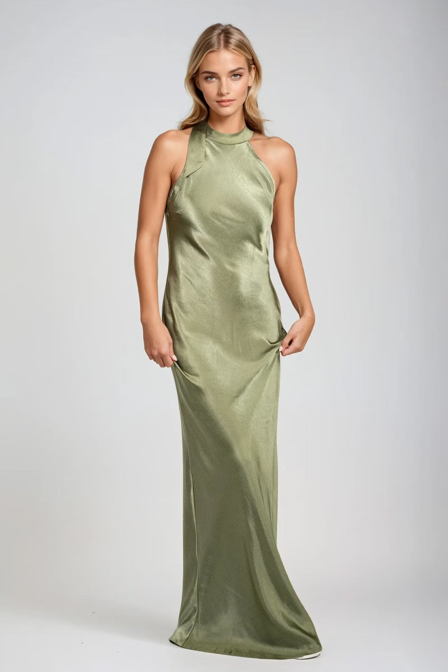 Tobi Catch You Staring Satin Open Back Maxi Dress