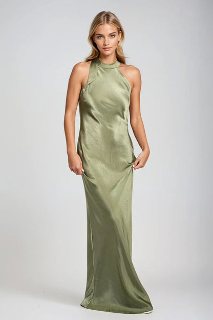 Tobi Catch You Staring Satin Open Back Maxi Dress