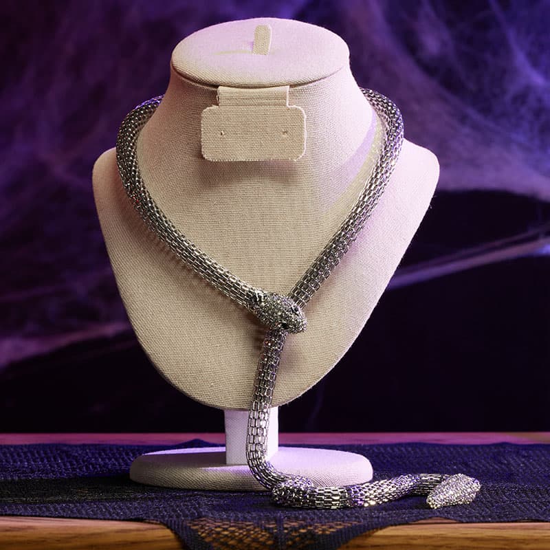 Cracker Barrel Bling Snake Wrap Necklace - Silver