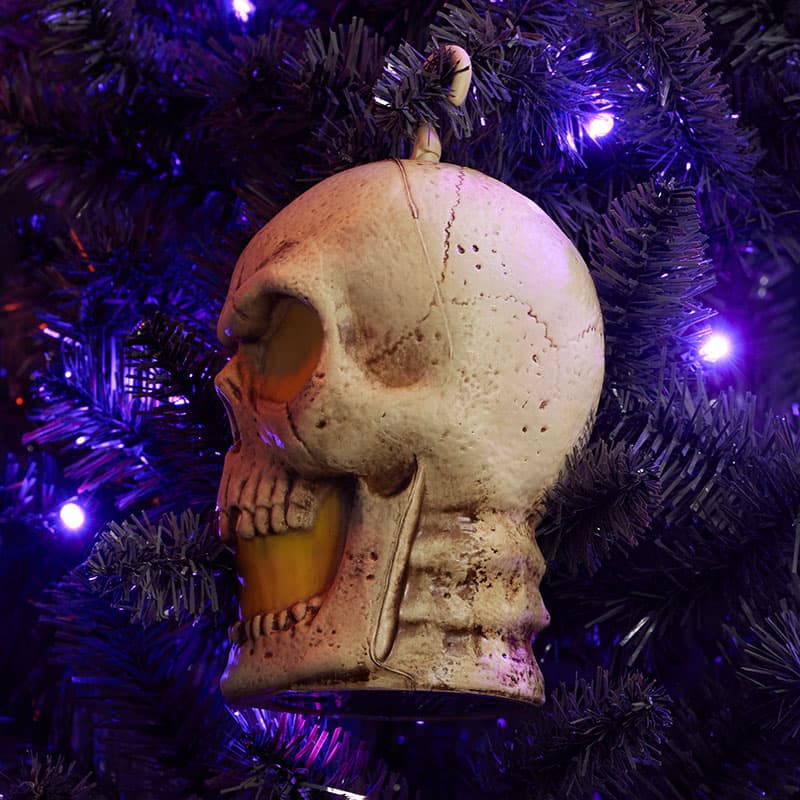 Cracker Barrel Blow Mold Flaming Skull Ornament